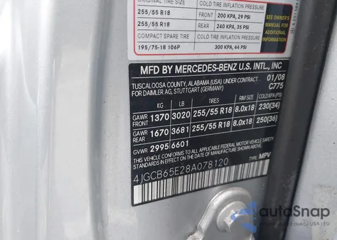 2008 Mercedes-Benz R 350 4Matic из США, поврежденный, VIN 4JGCB65E28A078120